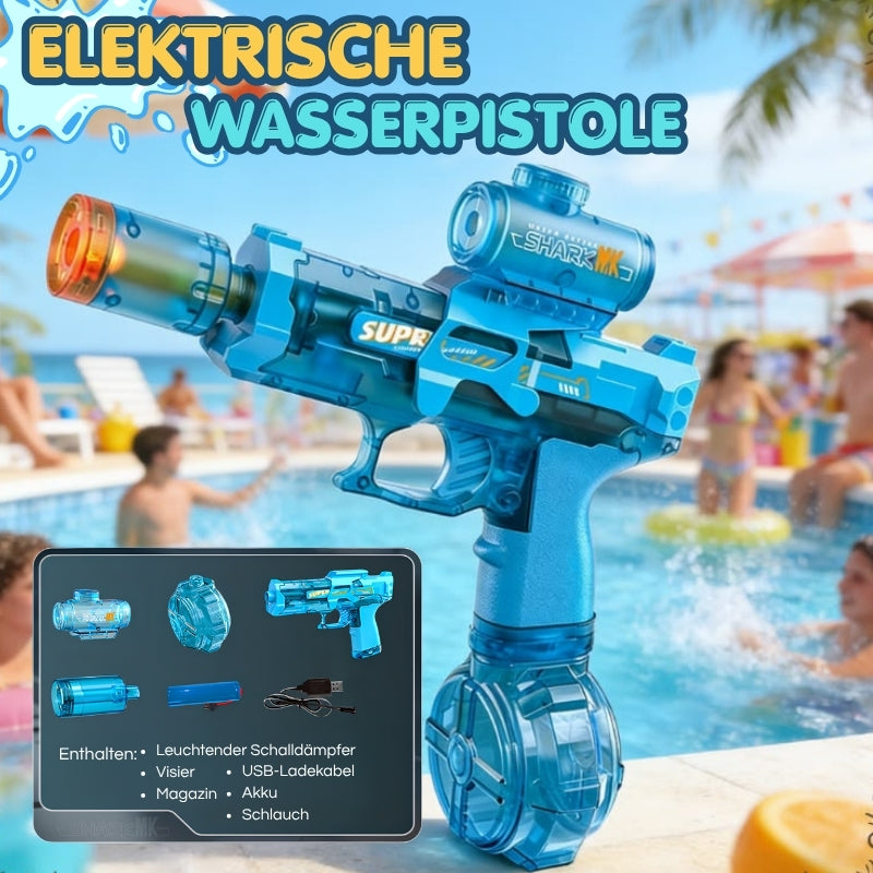 Elektrische Wasserpistole mit LED-Licht & Zielfernrohr – Wiederaufladbarer Wasserblaster